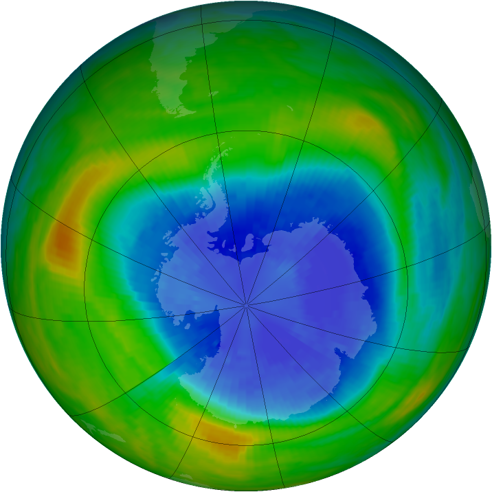 Antarctic ozone map for 17 September 1985